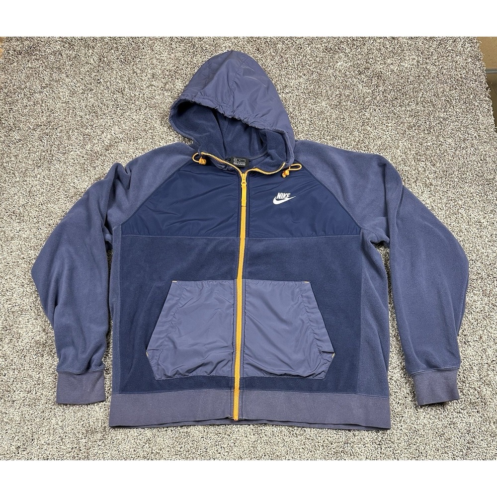 Nike Polar Fleece Jacket Mens L Zip Warm Casual Blue Activewear - Picture 2 of 12